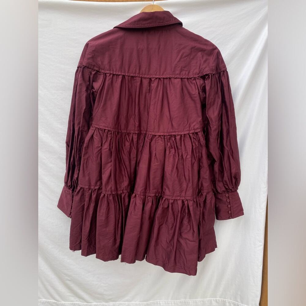 Aje. Wine red tiered zip Francis Mini Dress - Picture 7 of 9